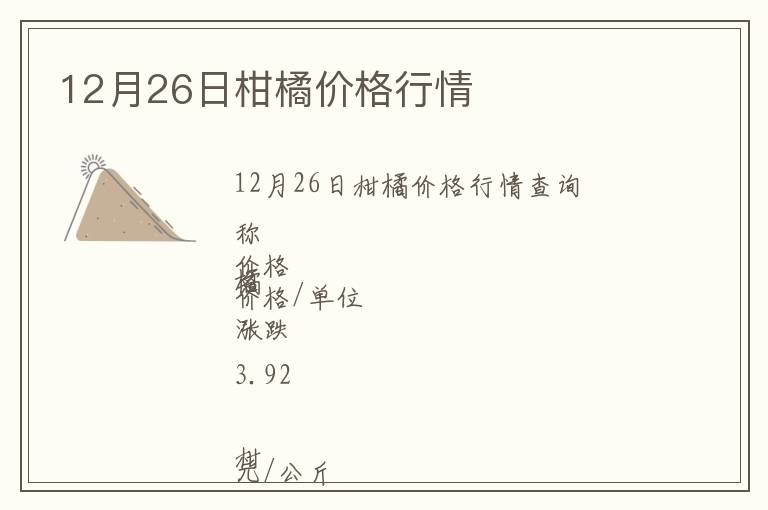 12月26日柑橘價(jià)格行情