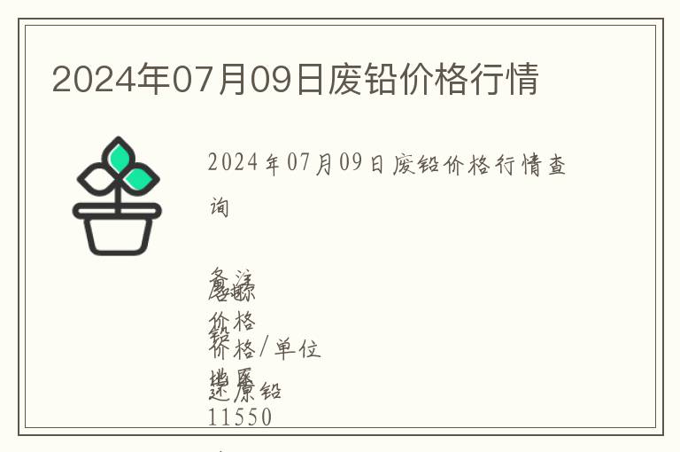 2024年07月09日廢鉛價(jià)格行情