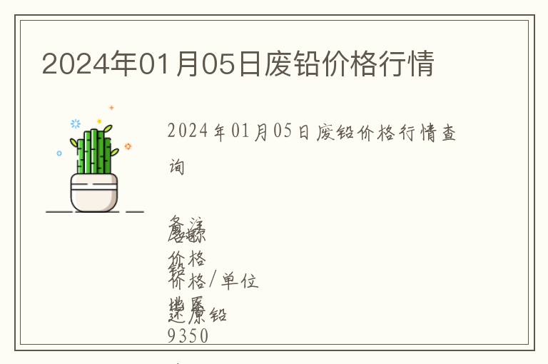 2024年01月05日廢鉛價(jià)格行情