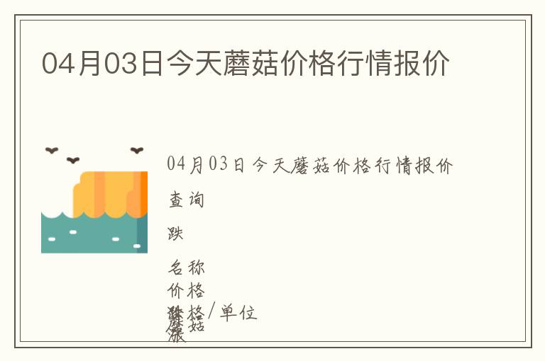 04月03日今天蘑菇價格行情報價