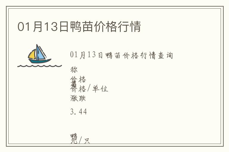 01月13日鴨苗價(jià)格行情