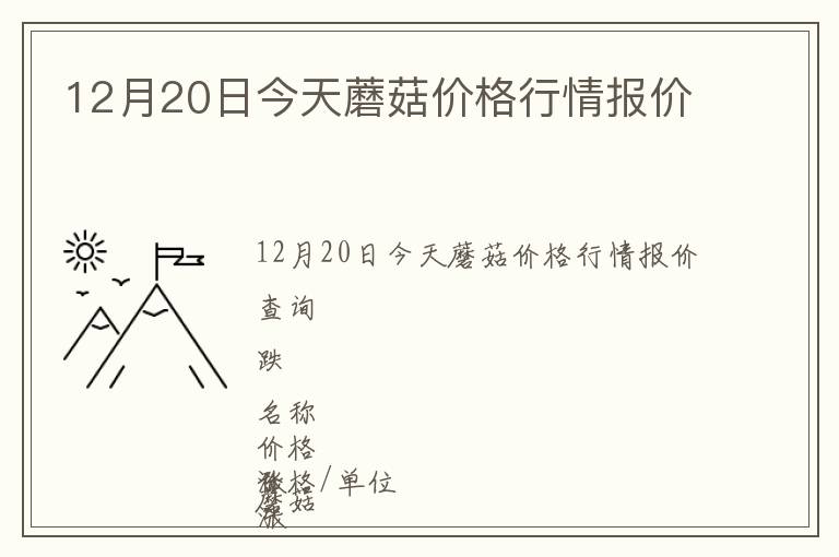 12月20日今天蘑菇價格行情報價