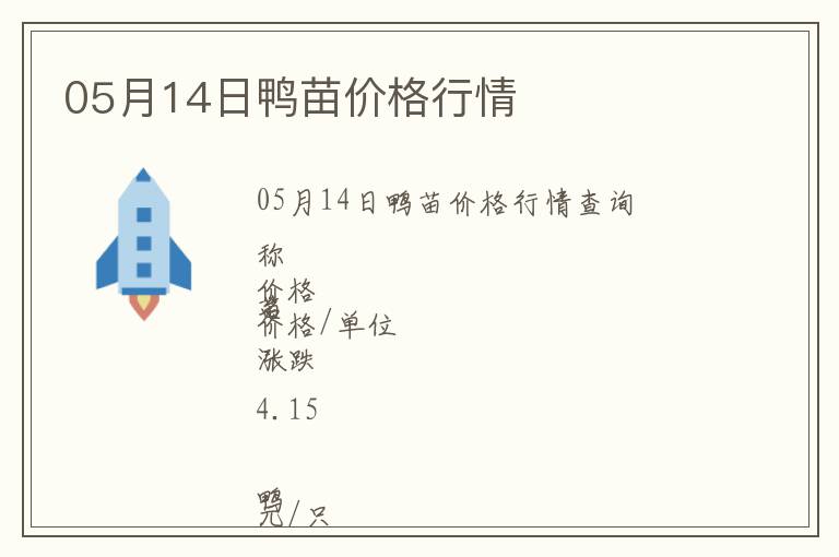 05月14日鴨苗價格行情