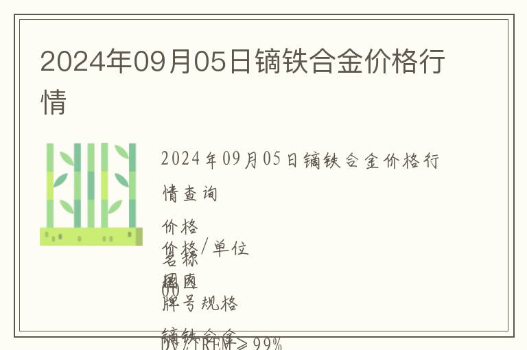 2024年09月05日鏑鐵合金價(jià)格行情