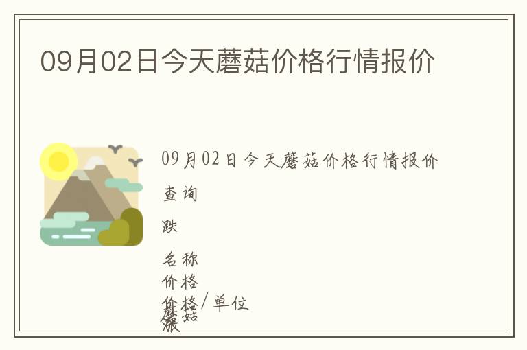 09月02日今天蘑菇價格行情報價