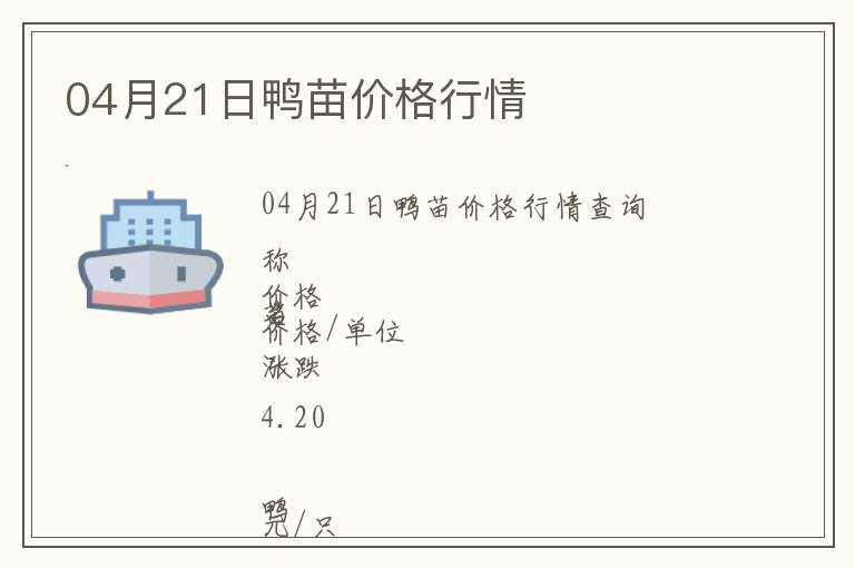 04月21日鴨苗價格行情