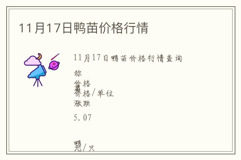 11月17日鴨苗價(jià)格行情