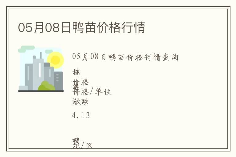 05月08日鴨苗價(jià)格行情
