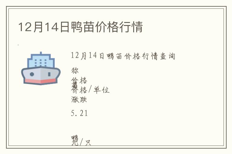 12月14日鴨苗價(jià)格行情