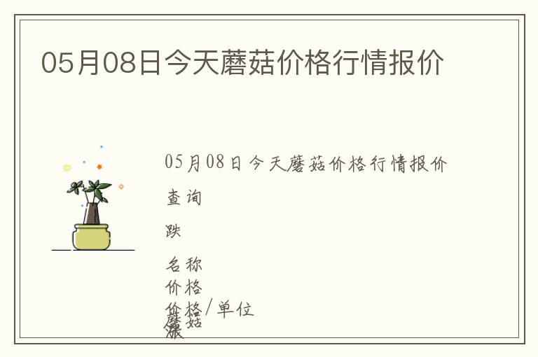 05月08日今天蘑菇價格行情報價