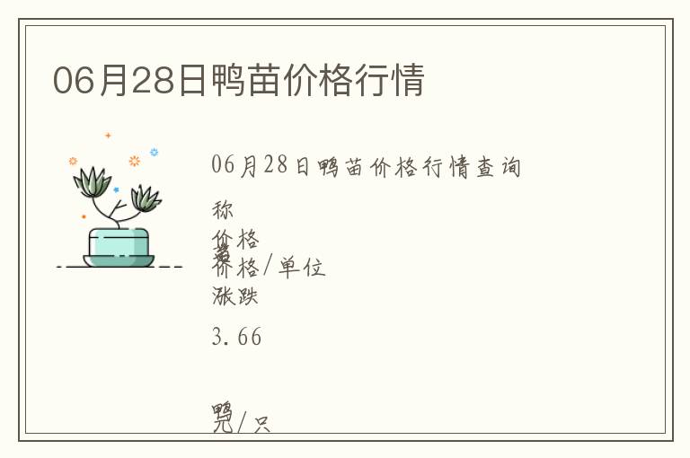 06月28日鴨苗價格行情