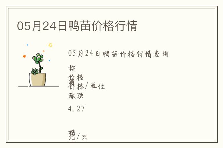 05月24日鴨苗價(jià)格行情