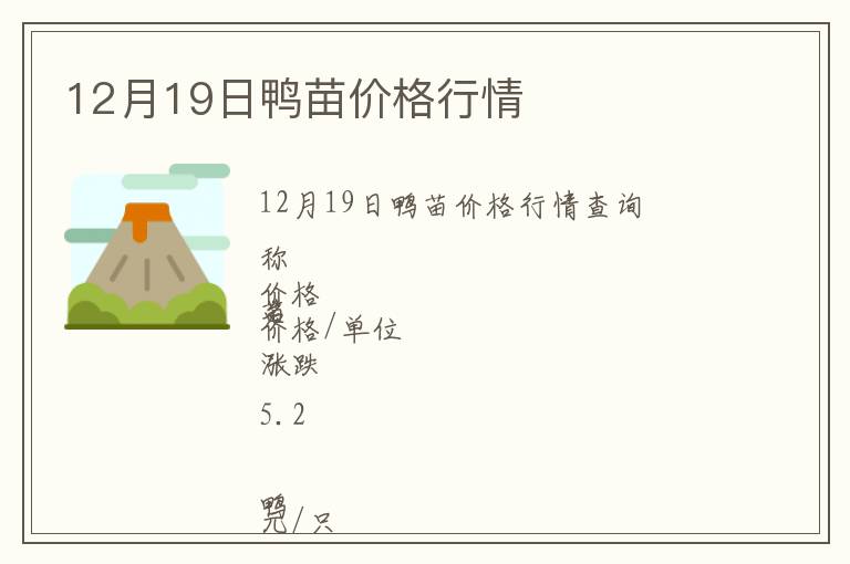 12月19日鴨苗價(jià)格行情