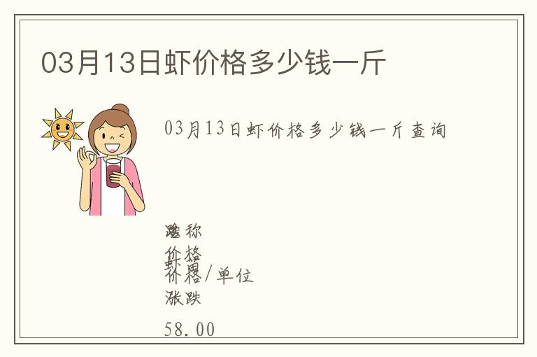 03月13日蝦價格多少錢一斤