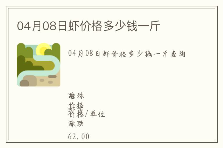 04月08日蝦價格多少錢一斤