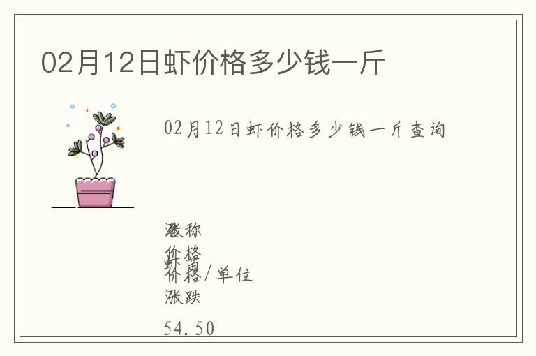 02月12日蝦價格多少錢一斤