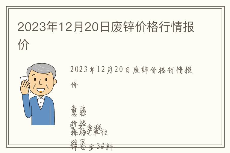 2023年12月20日廢鋅價(jià)格行情報(bào)價(jià)