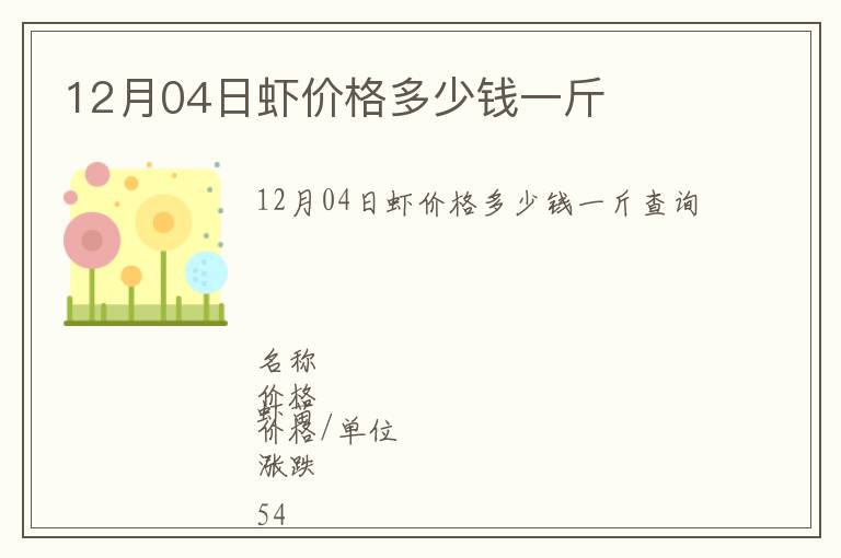 12月04日蝦價(jià)格多少錢一斤