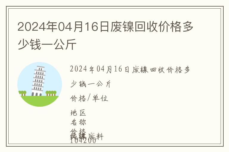 2024年04月16日廢鎳回收價(jià)格多少錢一公斤