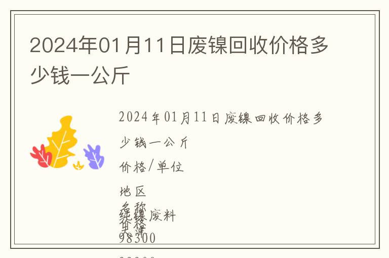 2024年01月11日廢鎳回收價(jià)格多少錢(qián)一公斤