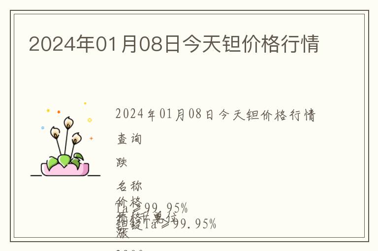 2024年01月08日今天鉭價格行情