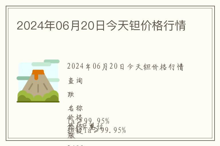 2024年06月20日今天鉭價格行情