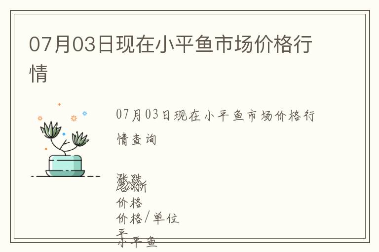 07月03日現在小平魚市場價格行情