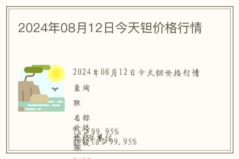 2024年08月12日今天鉭價(jià)格行情