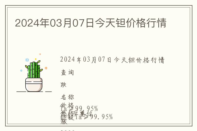 2024年03月07日今天鉭價格行情