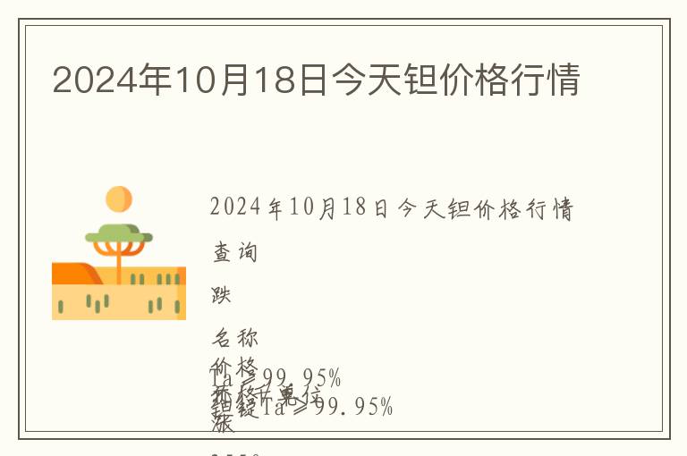 2024年10月18日今天鉭價格行情