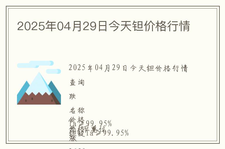 2025年04月29日今天鉭價(jià)格行情