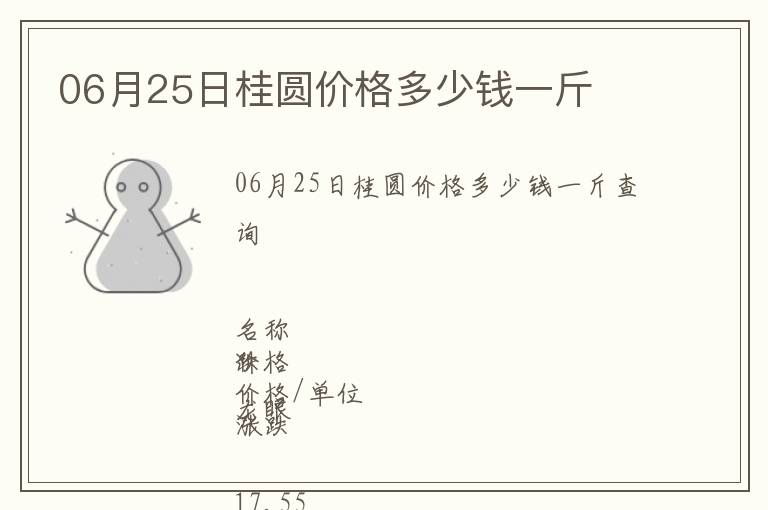 06月25日桂圓價(jià)格多少錢一斤