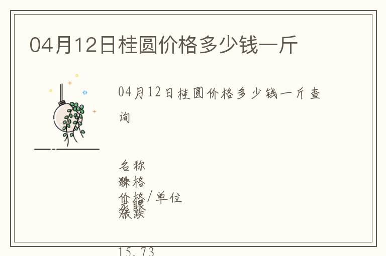 04月12日桂圓價格多少錢一斤
