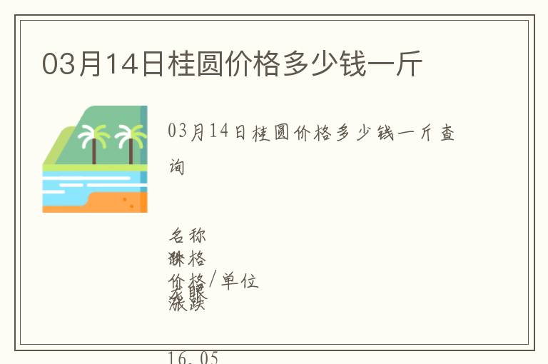 03月14日桂圓價(jià)格多少錢一斤