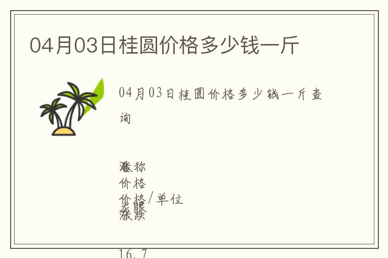 04月03日桂圓價格多少錢一斤