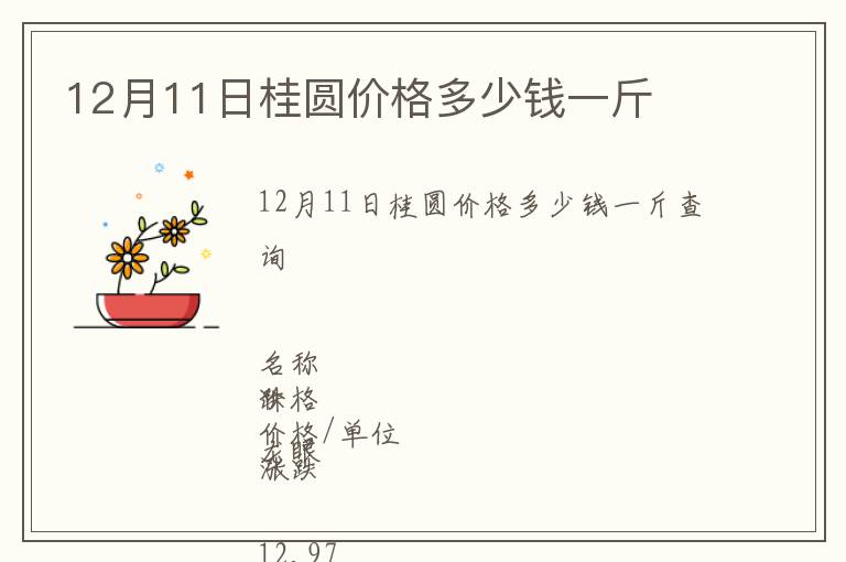 12月11日桂圓價(jià)格多少錢一斤