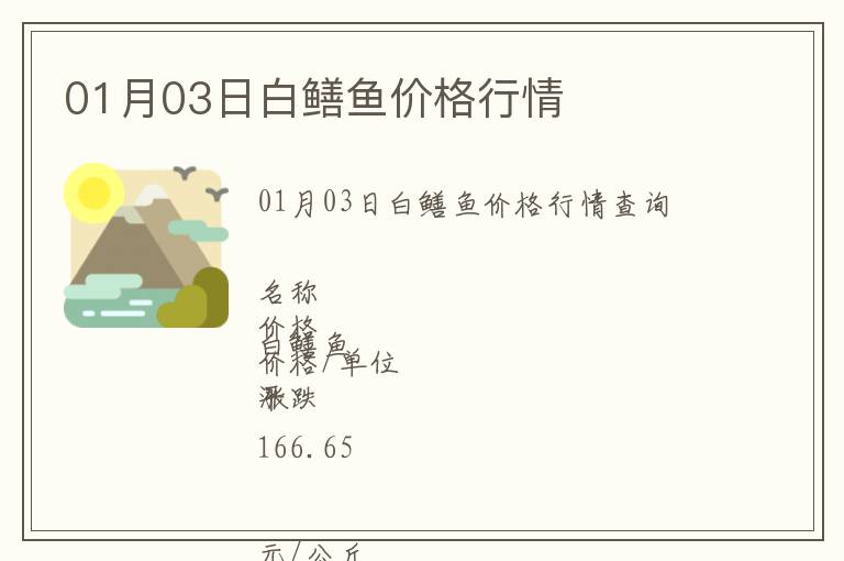 01月03日白鱔魚價(jià)格行情