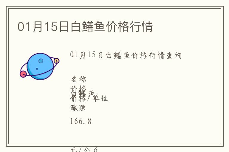 01月15日白鱔魚價格行情