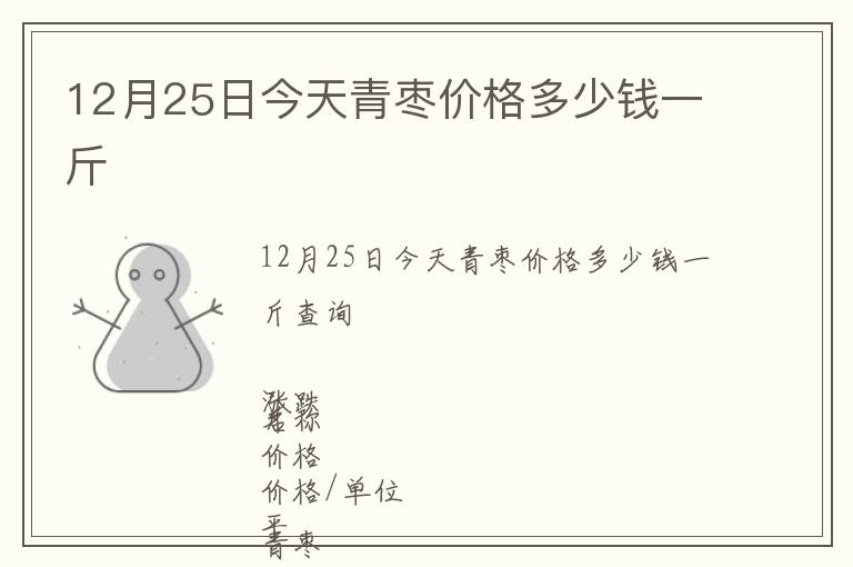 12月25日今天青棗價格多少錢一斤