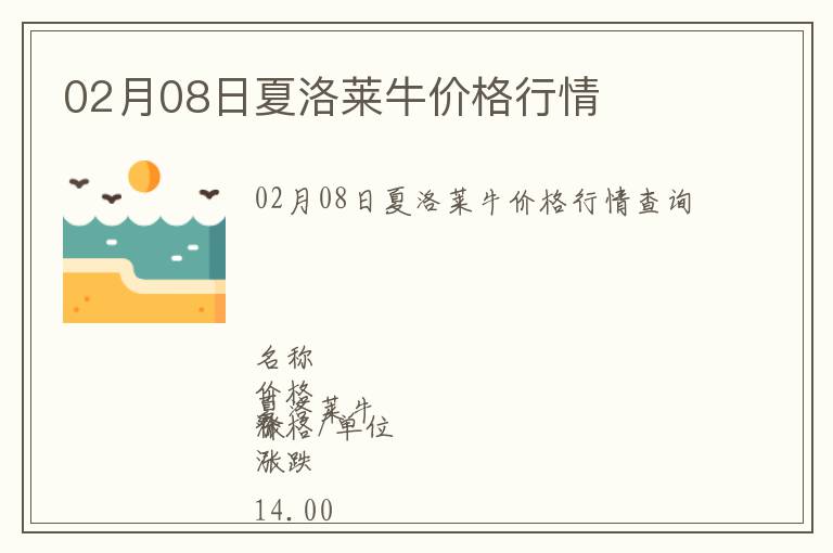 02月08日夏洛萊牛價格行情