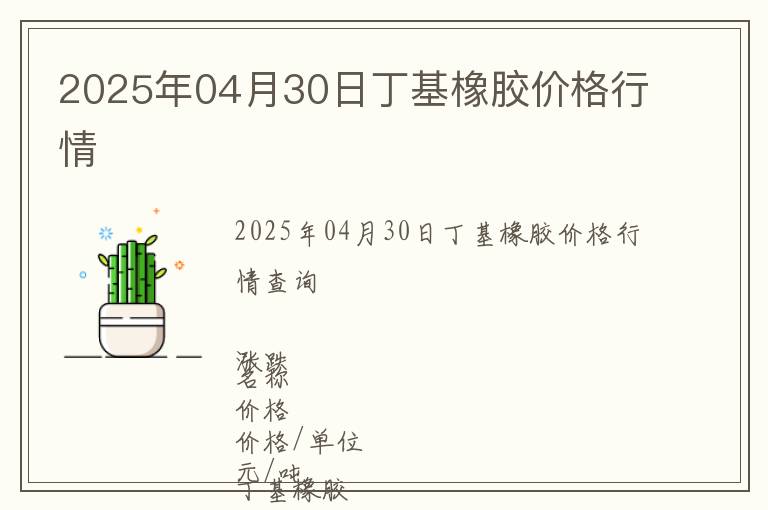 2025年04月30日丁基橡膠價(jià)格行情