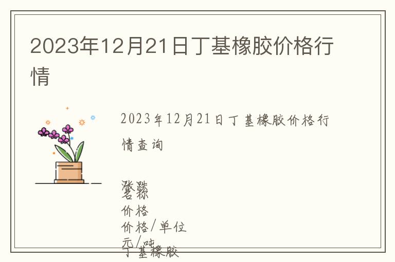 2023年12月21日丁基橡膠價格行情