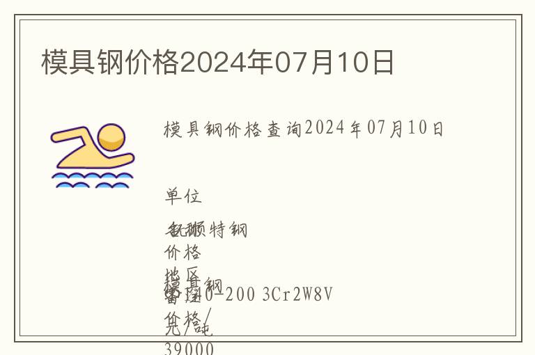 模具鋼價格2024年07月10日