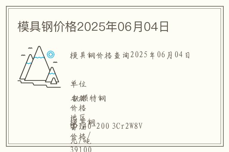 模具鋼價格2025年06月04日