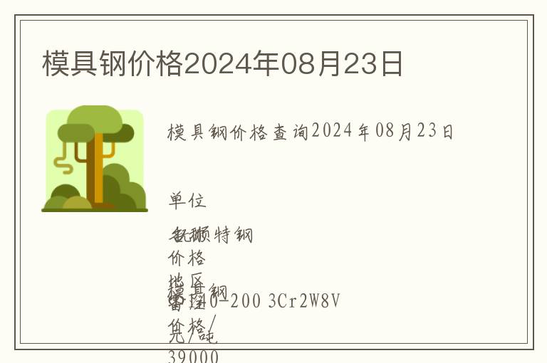 模具鋼價格2024年08月23日