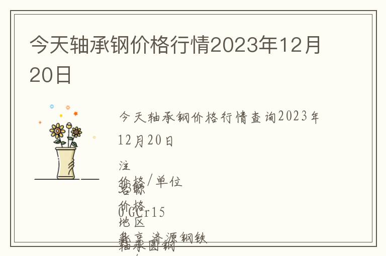 今天軸承鋼價(jià)格行情2023年12月20日