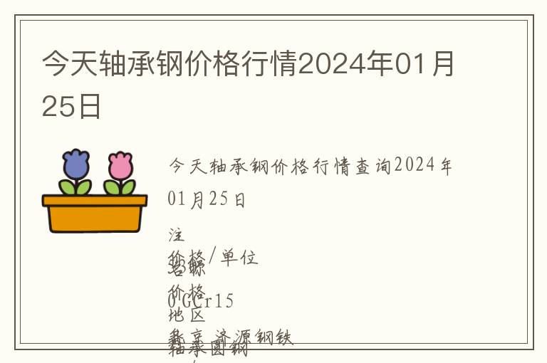 今天軸承鋼價格行情2024年01月25日