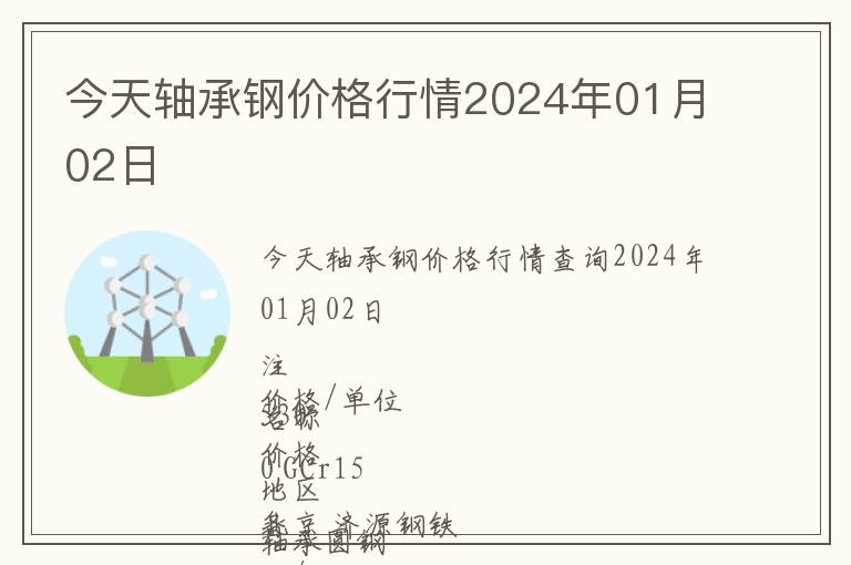 今天軸承鋼價格行情2024年01月02日
