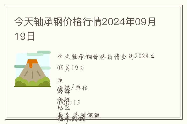 今天軸承鋼價格行情2024年09月19日
