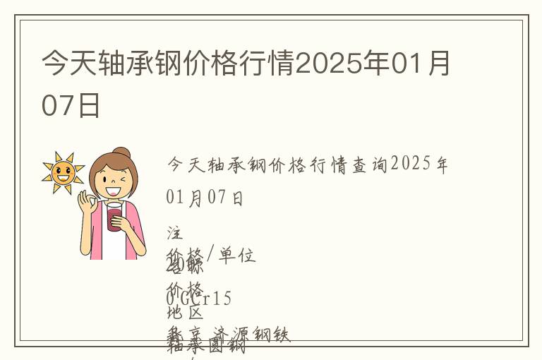 今天軸承鋼價格行情2025年01月07日